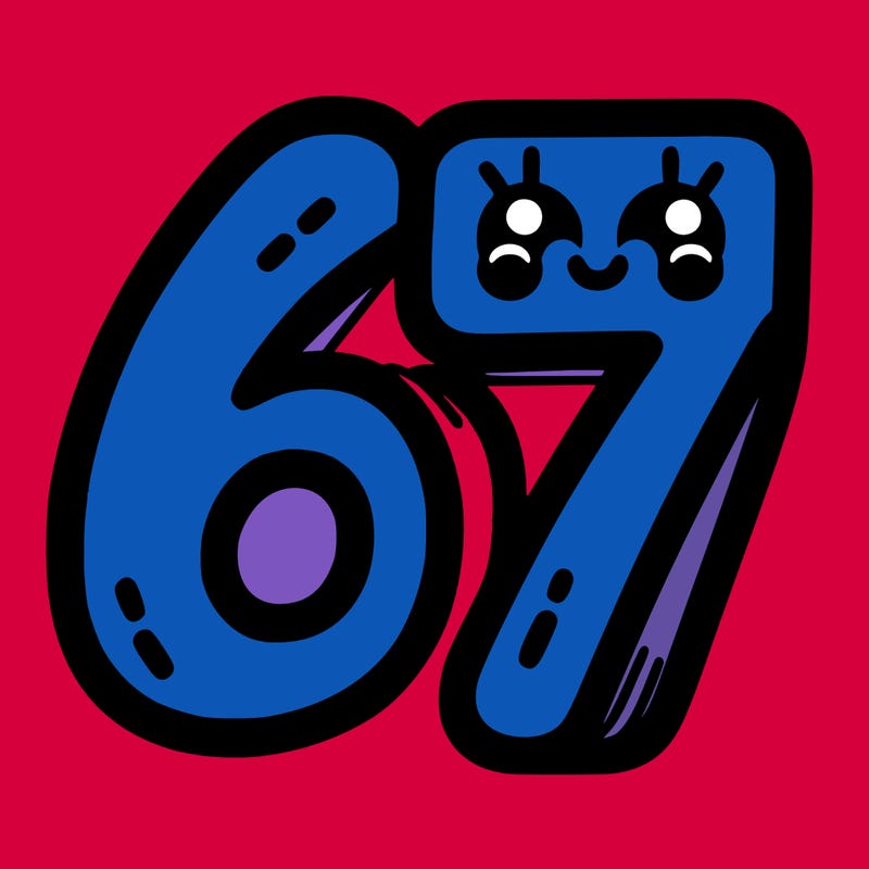 the numbers 67