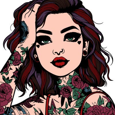 realistic girl with tattoos all over