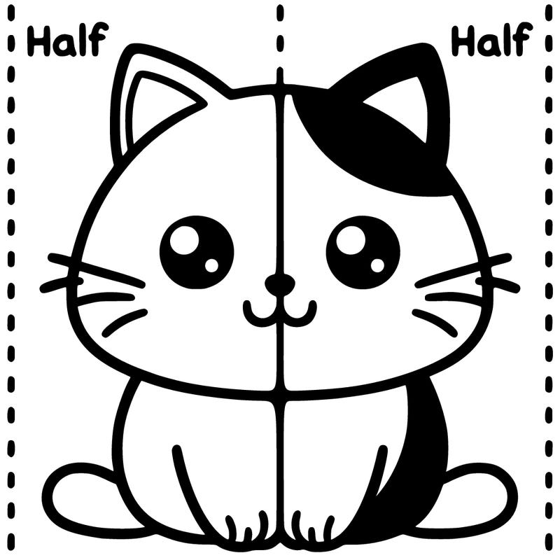 half and half split with 1 cat