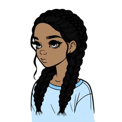 realistic girl with braids