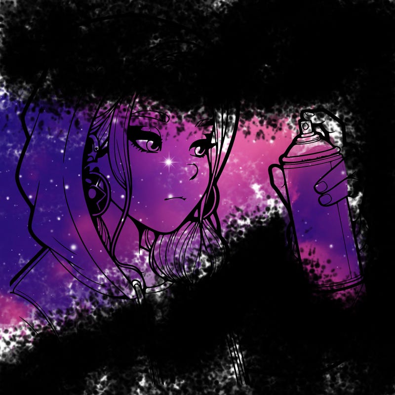 a realistic girl, spray painting