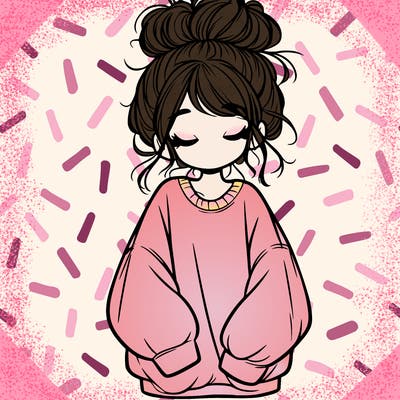 girl with baggy sweatshirt and messy bun