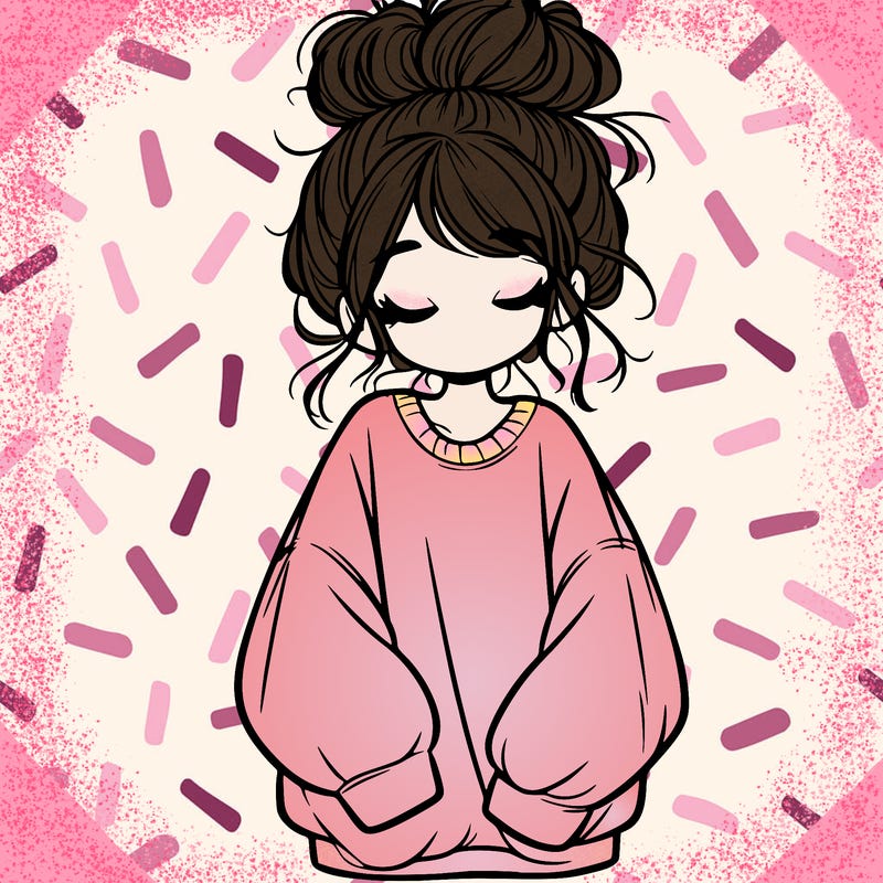 girl with baggy sweatshirt and messy bun