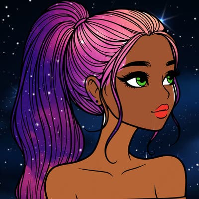 a beautiful and realistic girl with a high pony tail