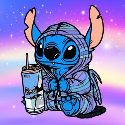 stitch a hoodie and redbull
