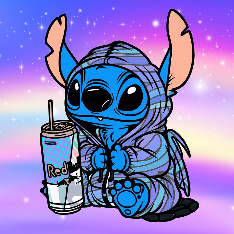 stitch a hoodie and redbull