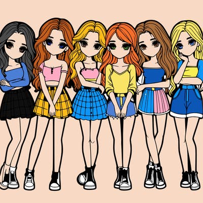 a group of girls realistic