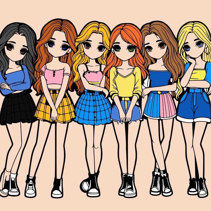 a group of girls realistic