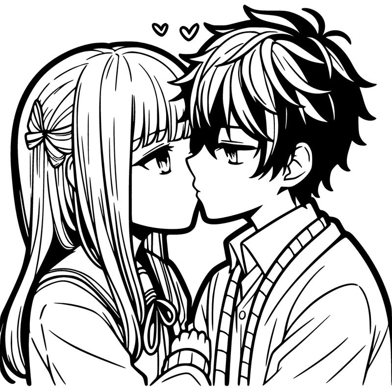anime girl and boy kissing