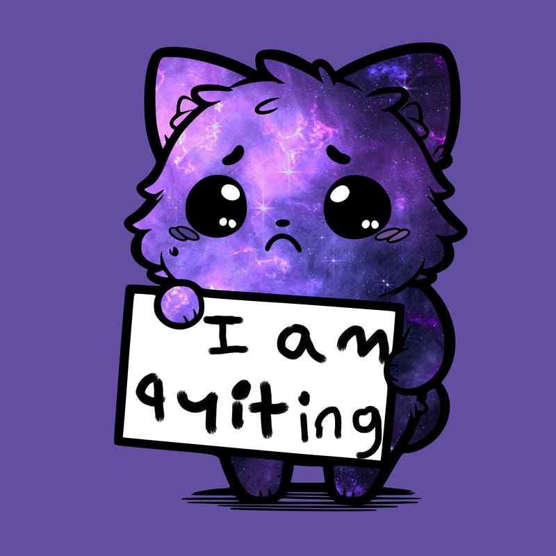 a really cute sad sad cat holding a blank sign