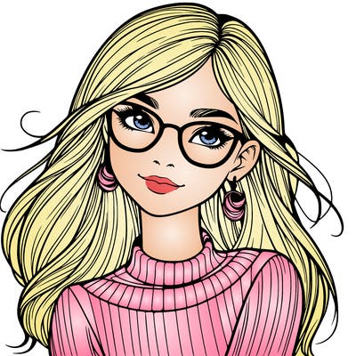 realistic girl with glasses