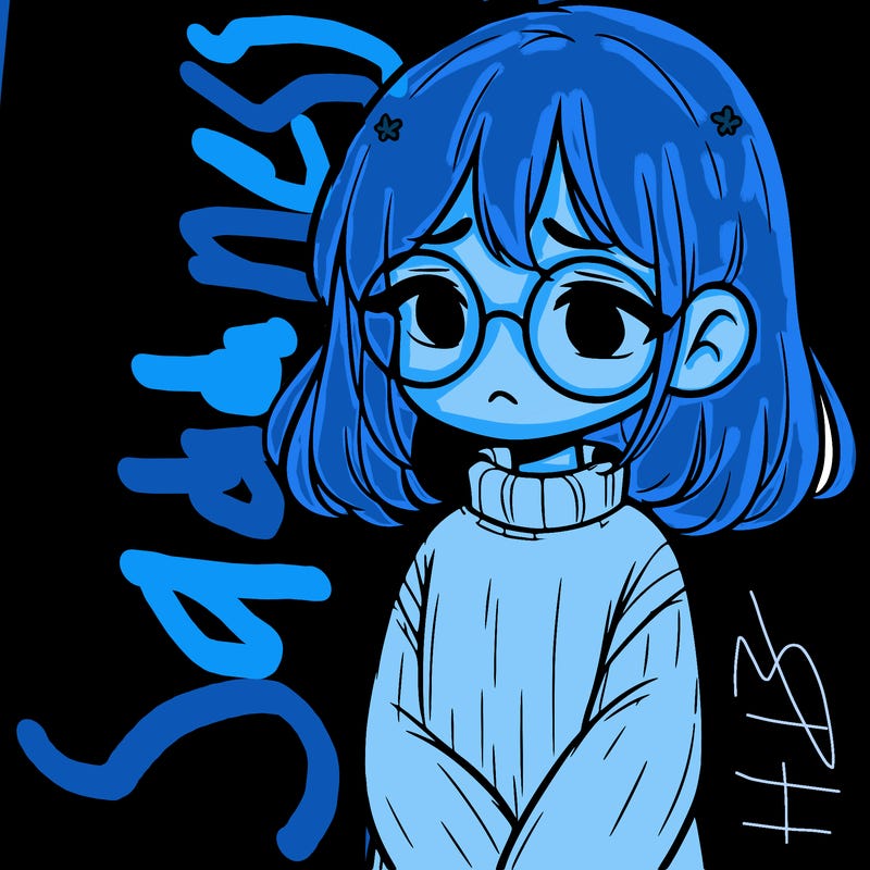sad girl with glasses in a sweater