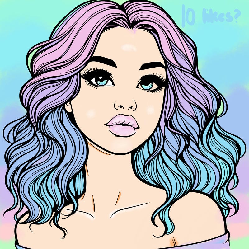 realistic girl with wavy hair and lips