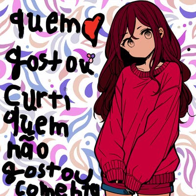 manga teen girl  in a sweater and baggy pants