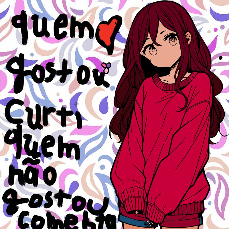 manga teen girl  in a sweater and baggy pants