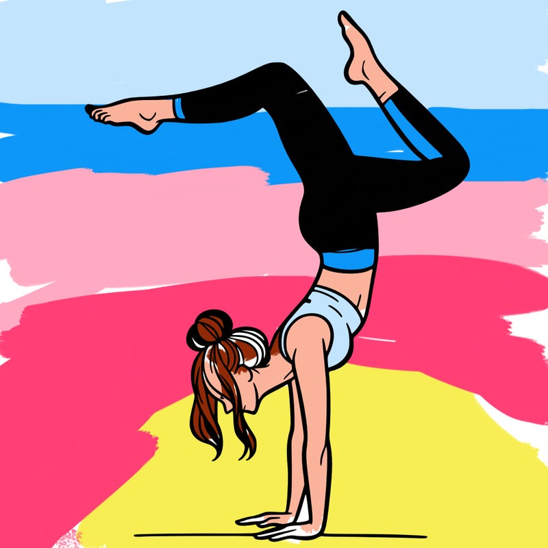 a woman doing a handstand
