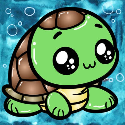 cute little animated turtle