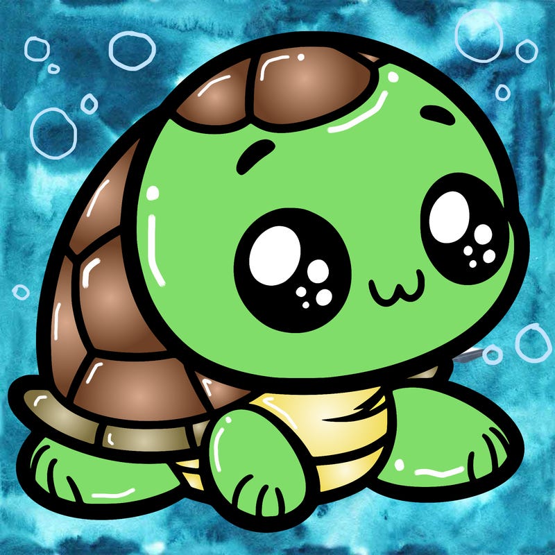 cute little animated turtle