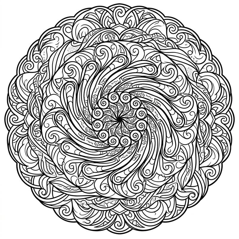 Unleash your creativity with this mesmerizing Sirocco Wind Mandala coloring page. Its intricate patterns evoke the dynamic beauty of a desert storm, offering a unique and engaging coloring experience.