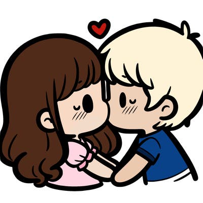 a girl and a boy kissing