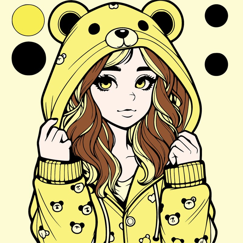 realistic girl in a animal pjs hoodie
