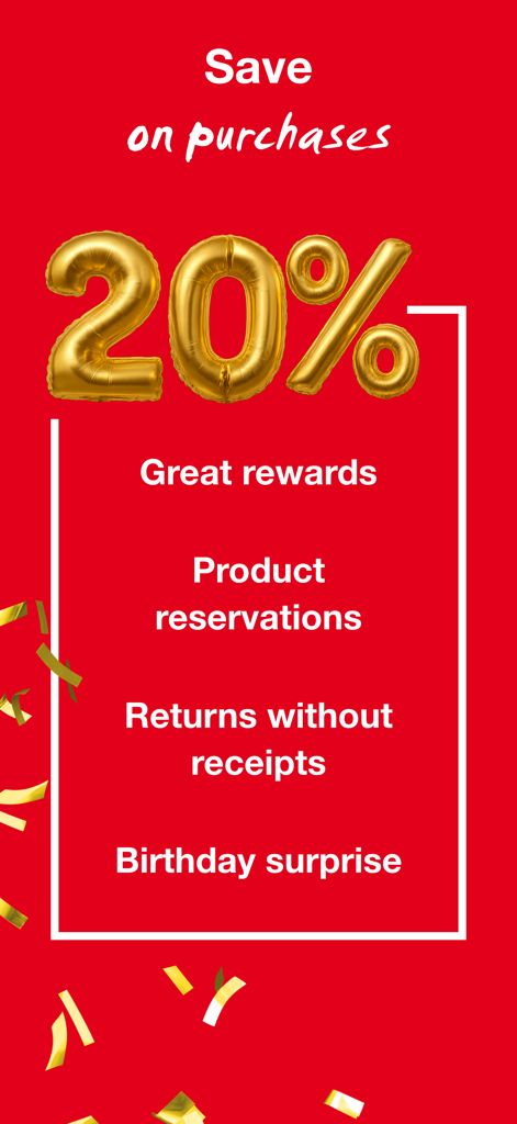 myKiK - Austria - Promotional graphic for the myKiK app showing a 20 percent discount and benefits like receipt-free returns and birthday surprises