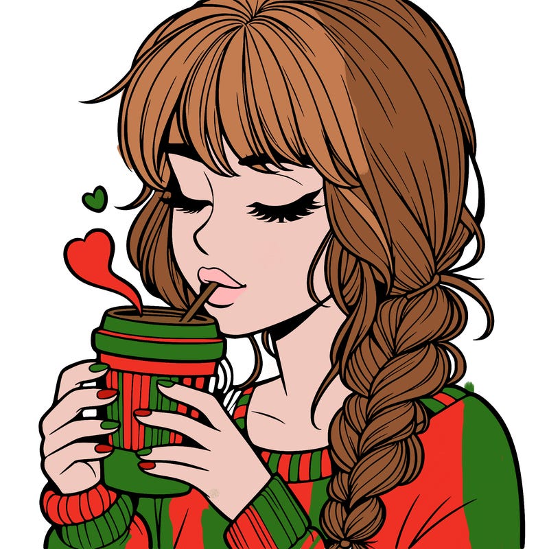 realistic girl drinking coffee