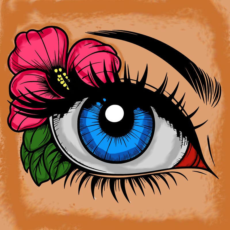 realistic eye with flower