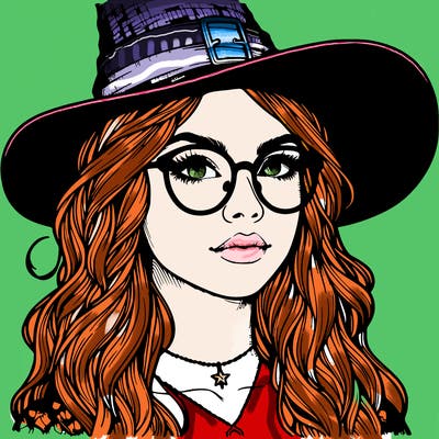 a witch with glasses realistic