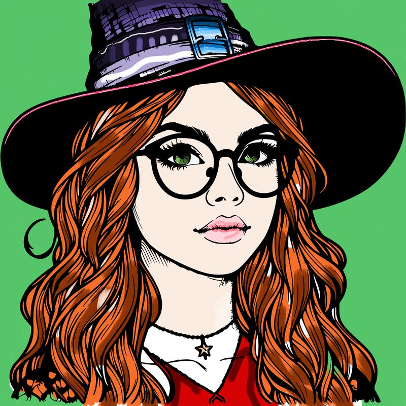 a witch with glasses realistic
