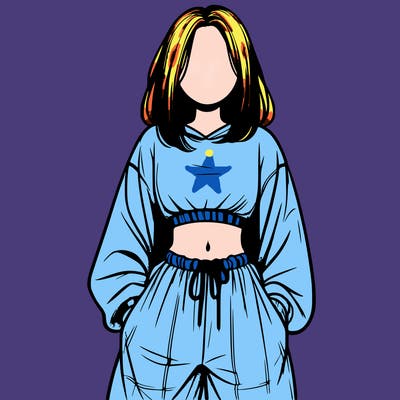 realistic girl faceless with baggy pants and a crop top