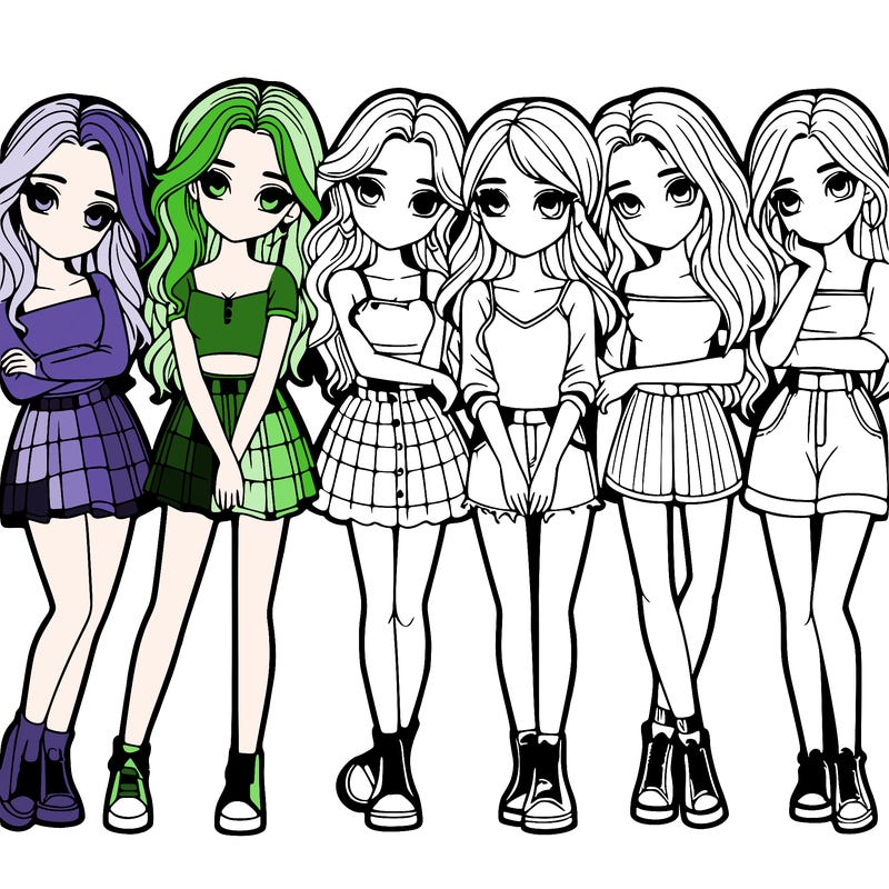 a group of girls realistic