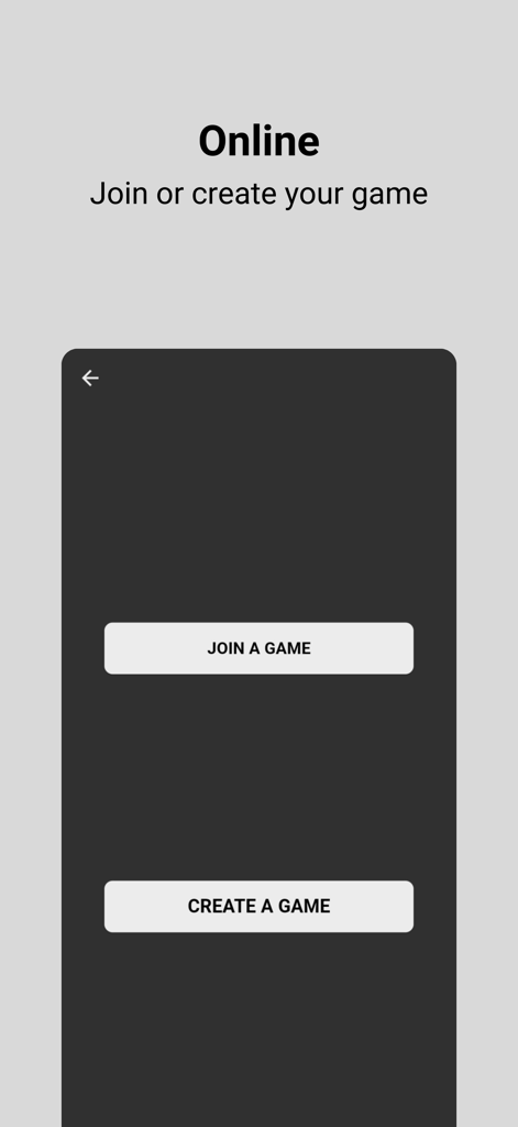 Buzzer connect - Interfaz de la aplicación Buzzer Connect que muestra opciones para unirse o crear una sesión de juego en línea para concursos de música y trivias
