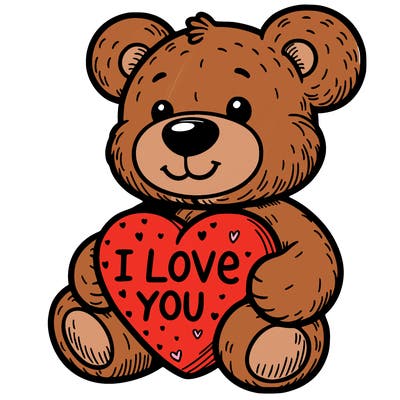 teddy bear holding an i love you heart