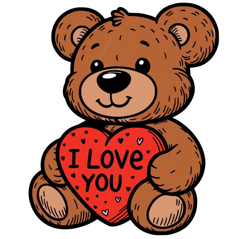 teddy bear holding an i love you heart