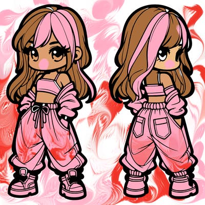 girl in crop top and baggy pants