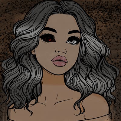 realistic girl with wavy hair and lips