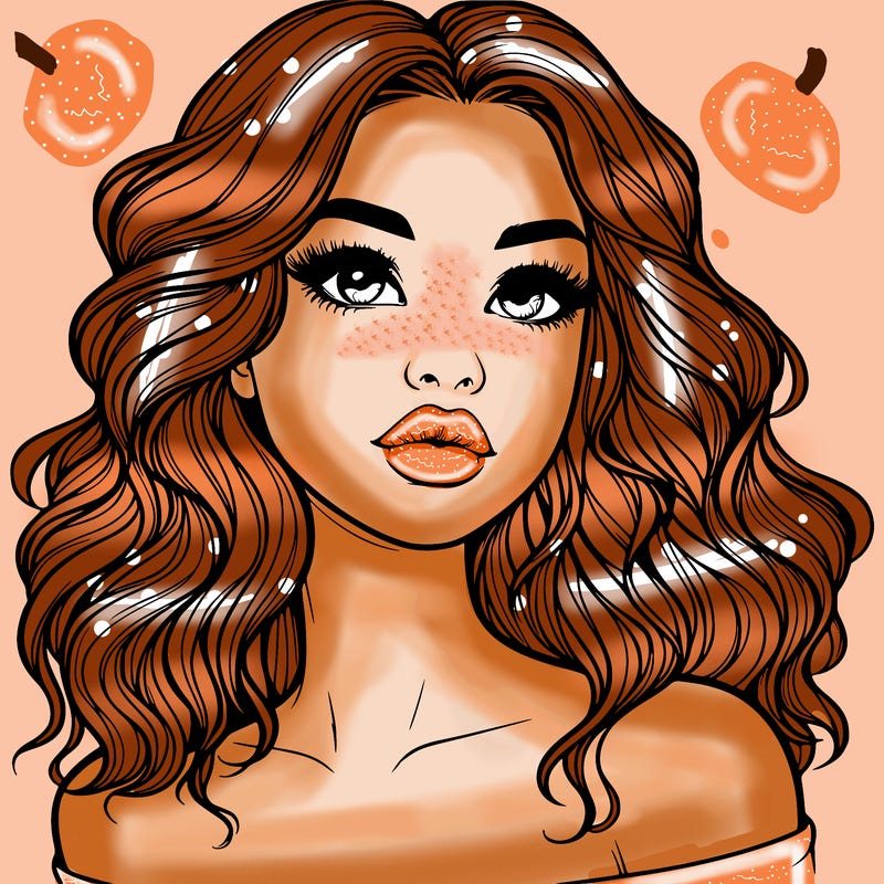 realistic girl with wavy hair and lips