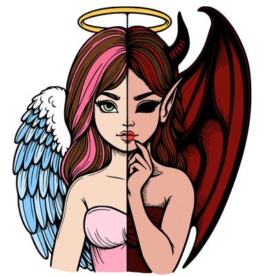 realistic angel half demon