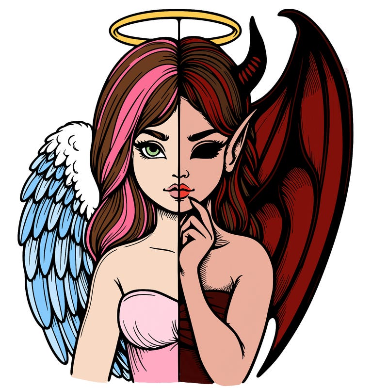 realistic angel half demon