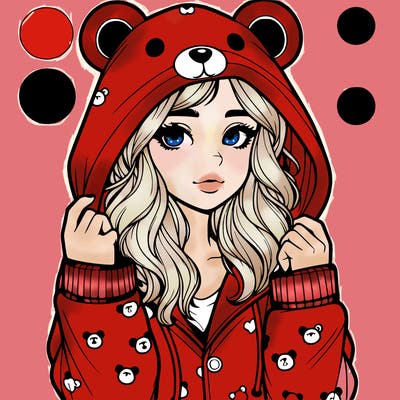 realistic girl in a animal pjs hoodie