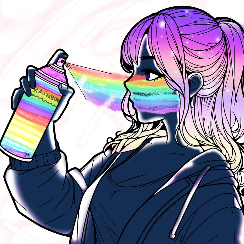 a realistic girl spray, painting