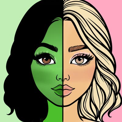realistic girl split half
