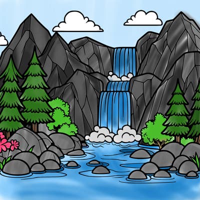 waterfall in mountain