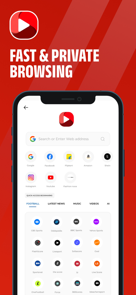 Cineby – Movies & TV Browser - Cineby app home screen featuring a search bar and quick access bookmarks for popular websites