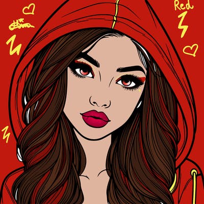 realistic beautiful girl with a hood on