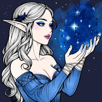 realistic elf girl doing magic