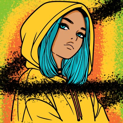 a realistic girl in a hoodie