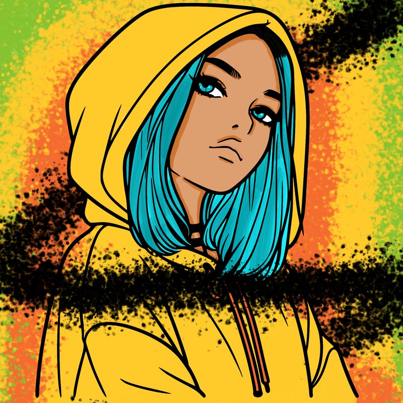 a realistic girl in a hoodie