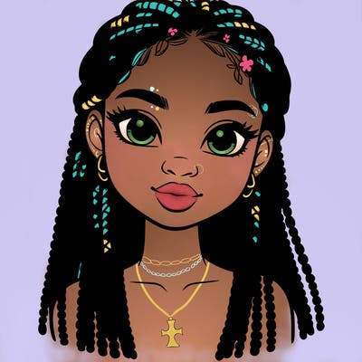 a realistic black girl with braids